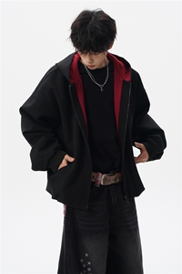 8XL-M 美式复古撞色连帽水洗夹克男高级感做旧情侣外套JK1327P88图片