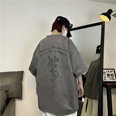 麂皮绒烧花美式复古街头潮牌t恤重磅中性XZ301B-JB4301-p28，男装T恤，星座301B