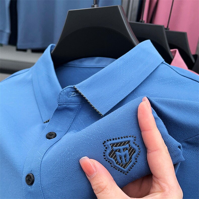 长袖t恤男士翻领polo衫2023夏季薄款商务休闲中年男装体恤上衣服,男装T恤,电商B212（原钱塘6029）