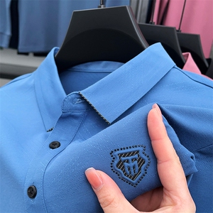 长袖t恤男士翻领polo衫2023夏季薄款商务休闲中年男装体恤上衣服图片
