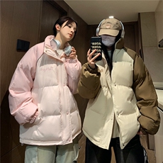 EQ356冬季拼接撞色棉服外套男女情侣装面包服棉衣2024新款，男装棉衣，电商C306-1