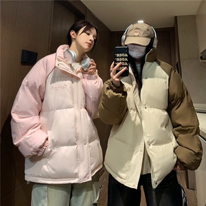 EQ356 冬季拼接撞色棉服外套男女情侣装面包服棉衣2024新款图片