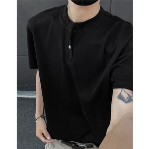 简约风纯色V领百搭T恤男  1211-P35图片