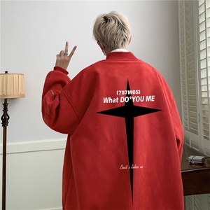 23秋款美式复古麂皮绒飞行棒球服男女夹克外套JF3275-P80控108图片