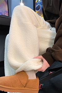 8XL-M摇粒绒裤子男加绒加厚休闲直通束脚宽松保暖裤K9122P78控98图片