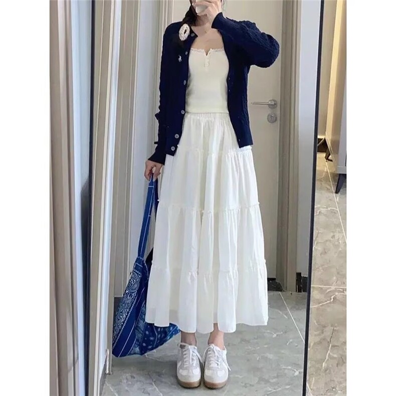 褶皱半身裙女垂感2025夏季新款a字蛋糕裙高级感蓬蓬裙中长款流行,女装半身裙,星座1210-1