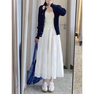 褶皱半身裙女垂感2025夏季新款a字蛋糕裙高级感蓬蓬裙中长款流行图片