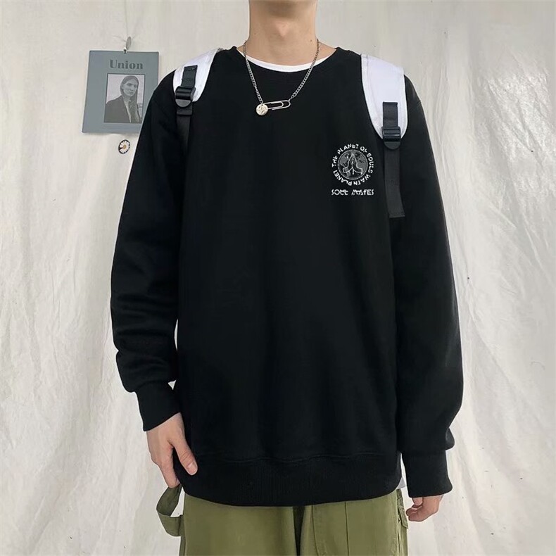 秋季卫衣男潮流ins港风潮印花百搭学生宽松上衣服W1263-P28,男装卫衣,星座512-4