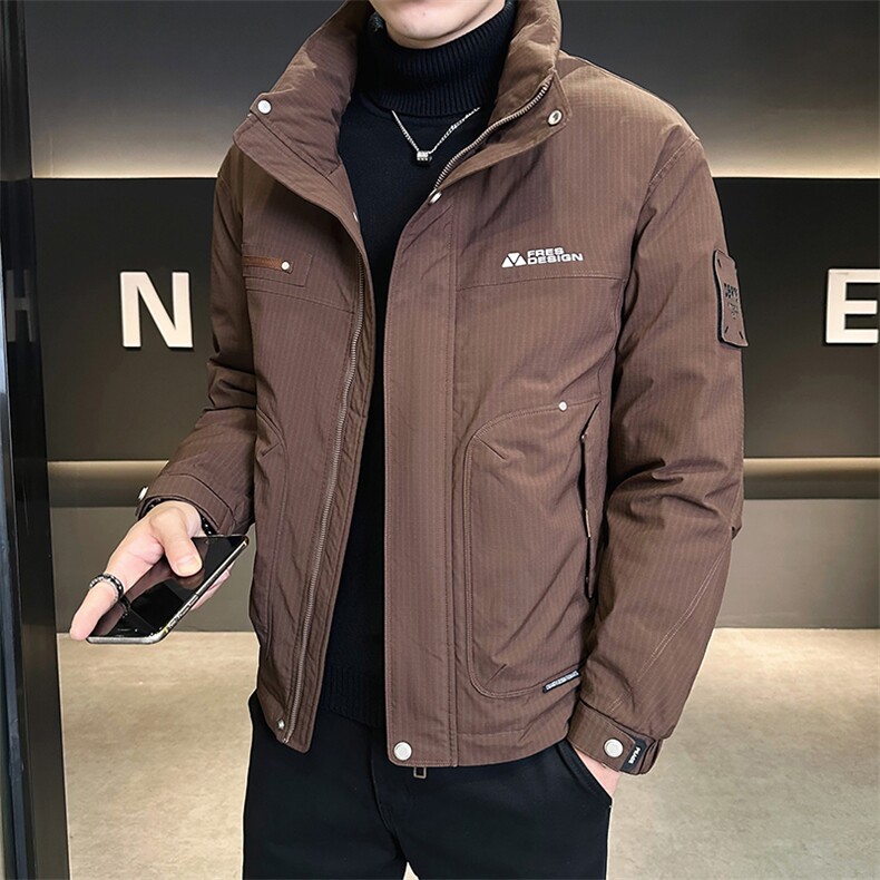 纯色无帽立领羽绒服休闲百搭上衣外套男A329-YR8802-P185,男装羽绒服,电商A329