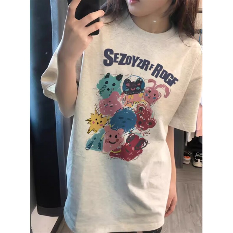 T0674-P25手绘卡通纯棉印花短袖学院风男女款上衣，男装T恤，星座617A-2