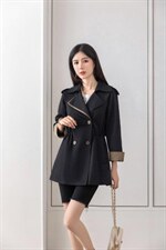 拼色风衣，女装风衣，百妹仟红