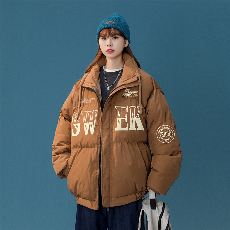 白鸭绒中性风22冬季新款字母印花加厚立领羽绒服YR223P195控258,男装羽绒服,A247A