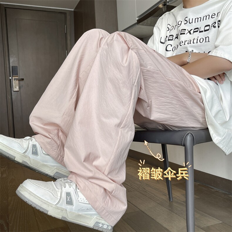 褶皱伞兵裤男夏季薄款冰丝速干裤大码宽松美式K030-特批-25图片