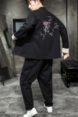 A79P105室内风2024秋季麒麟风刺绣长袖长裤套装百搭纯棉，男装休闲套装，电商A026