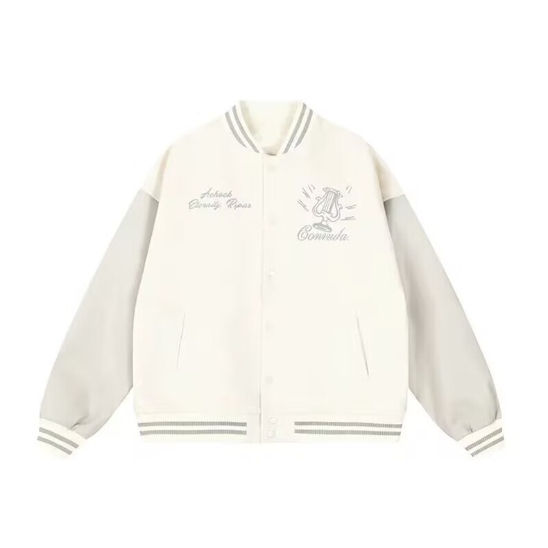 J546-P70早秋美式皮袖棒球服外套2025新款刺绣拼色潮宽松,女装短外套,电商B323A
