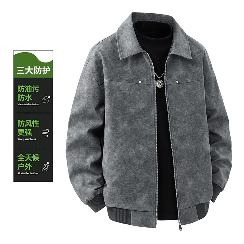2025秋冬二开直播品质休闲皮夹克飞行服皮衣男外套PY237-P53图片