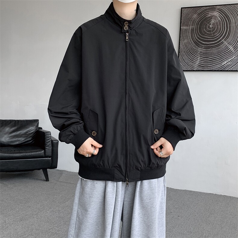 8XL-M美式复古棒球服外套男特大码潮牌双拉链立领夹克衫JK005P85,男装夹克,电商B312