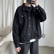 秋季牛仔外套男宽松韩版潮流港风百搭纯色痞帅工装夹克J，男装夹克，星座1008