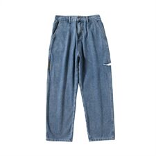 浅色牛仔裤子男士韩版潮流宽松阔腿直筒裤夏季破洞九分裤，男装休闲裤，电商A102B