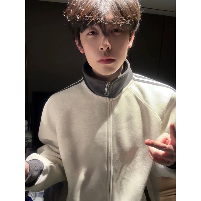 抖音得物高品质美式高街重磅结构设计拼接织带立领卫衣外套CM42，女装短外套，电商A486-1