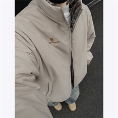 设计感极简风冬季潮流拼色立领棉衣外套男士2024新款棉袄P108，男装棉衣，电商C306-1