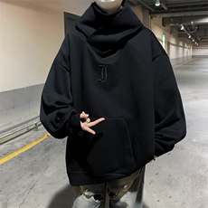 社恐i人忍者高领卫衣男女连帽冬美式加绒加厚外套WG108-P48绒55，男装卫衣，星座1008