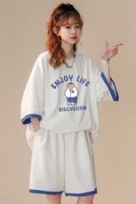 中性风新款夏季小华夫格假两件撞色套装情侣TZ890P65控78，男装休闲套装，A247A