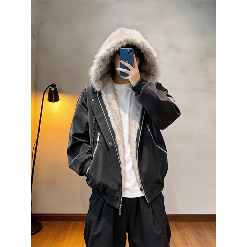 XZ514-2-25104-P115美式复古座山雕连帽棉服加厚保暖夹克宽松外套,男装夹克,星座514-2(原B239)
