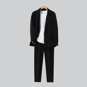 秋季新款男士休闲港风宽松西服套装衣服+裤子整套西装 XZ810-P150图片