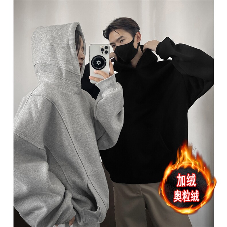 加绒奥粒绒拼接重磅500克连帽卫衣硬挺宽套头外套RH5306JR-P62,女装短外套,星座610B-1