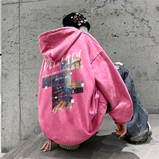 美式重磅水洗复古连帽卫衣潮流大码潮牌做旧XZ517A-BK6675-P68，男装卫衣，星座517A