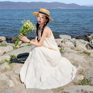 1挂脖连衣裙女2025夏新款气质露肩吊带裙海边度假长款裙子MJ2521图片
