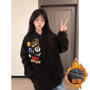 美式高街棉服男女冬季加厚宽松情侣棒球服夹克外套WYA235图片