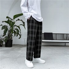 高品质格子呢料裤子2026秋季新款宽松休闲裤A338-1N03P50控78,男装休闲裤,电商D325