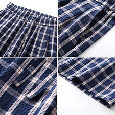 美式高街潮牌男女泡泡格子休闲裤直筒宽松慵懒显瘦阔腿休闲长裤子，男装休闲裤，电商A443