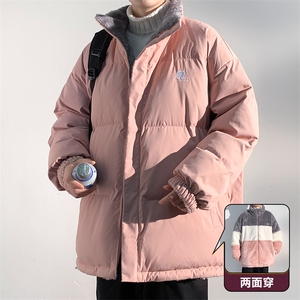冬季新款港风纯色双面拼接加绒保暖宽松情侣棉衣外套MY9010-P80图片