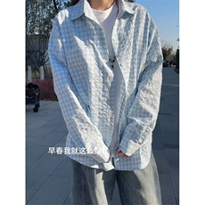 2026春季慵懒风格子衬衫外套休闲泡泡纱上衣男C61317-TP3568，男装衬衫，电商A102