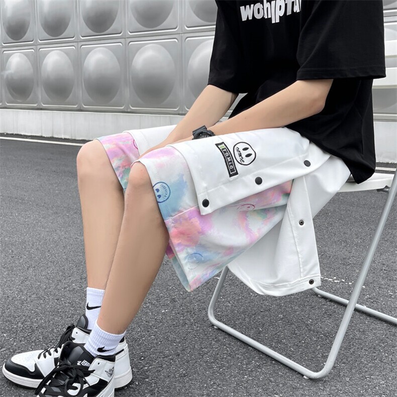 2025年夏季新款刺绣短裤笑脸假两件五分裤M-5XL-DK888-P45图片