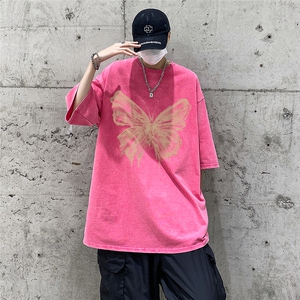 春夏新款蝴蝶印花纯棉水洗短袖T恤 XZ604-DT108-P45控58图片