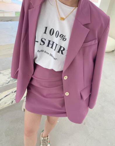 紫色西装套装，女装西装，HE