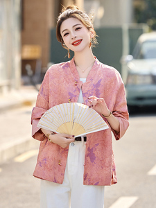 新中式印花国风短外套女2025春秋新款宽松气质百搭年轻款唐装上衣图片
