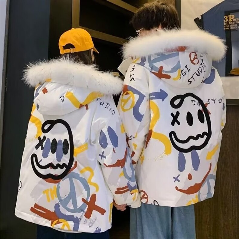 男女冬季2026新款保暖防寒服潮青少年上衣外套大毛领情侣棉,男装棉衣,星座218-1（原230）