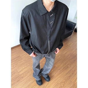 DJK7307-批68斌子专属黑色短款外套男款垫肩夹克图片