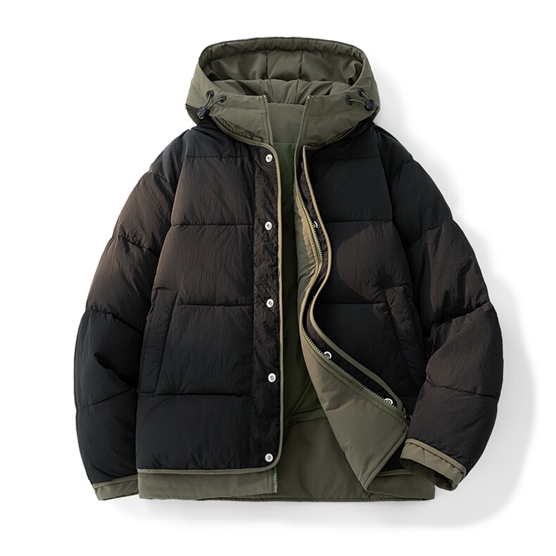 日系复古假两件连帽棉衣男冬季宽松情侣冬季棉服M0829-P103,男装棉衣,星座308B-2