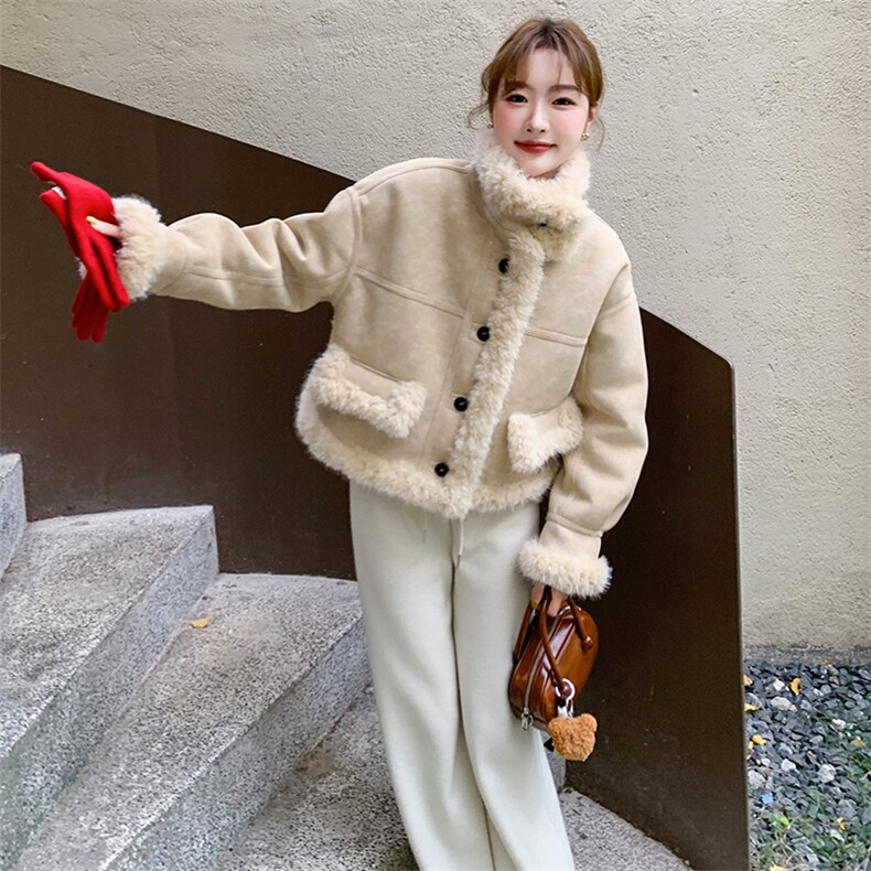 2025现货主推皮毛一体两面穿210-6396-185-K268，女装羊羔毛/颗粒绒，韩蜜菓