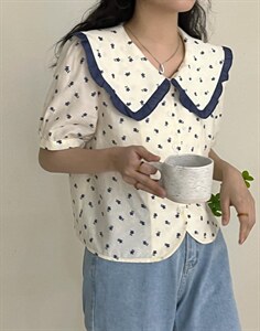 韩系碎花小衫图片