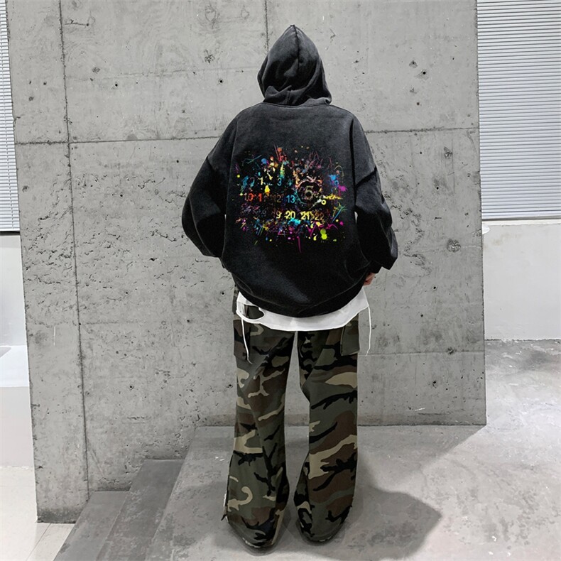 美式潮牌重磅水洗做旧连帽卫衣力推大码男XZ517A-2-Y7759-P68,男装卫衣,星座517A-2