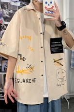 2025夏季新款港风海报风大码休闲短袖衬衫M-5XHC21190-P35，男装衬衫，电商A022