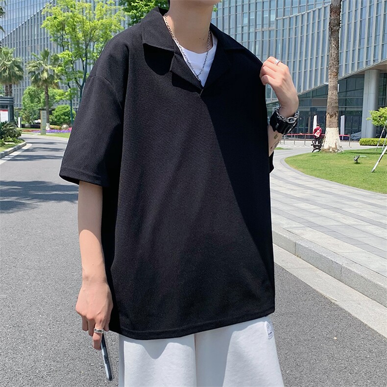 polo衫男短袖纯色韩版潮流2023夏季新款ins上衣宽松衬衫W2583-P30,男装Polo衫,星座412-3
