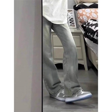 烟灰色牛仔裤男美式高街cleanfit裤子潮牌痞帅直筒裤WLP044-P35，男装牛仔裤，星座1008